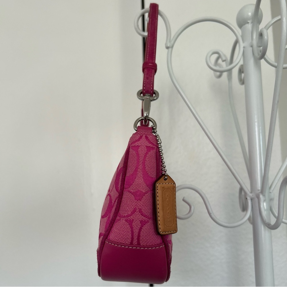 Coach HOT PINK Signature Logo Demi Mini Canvas bag - Picture 5 of 15